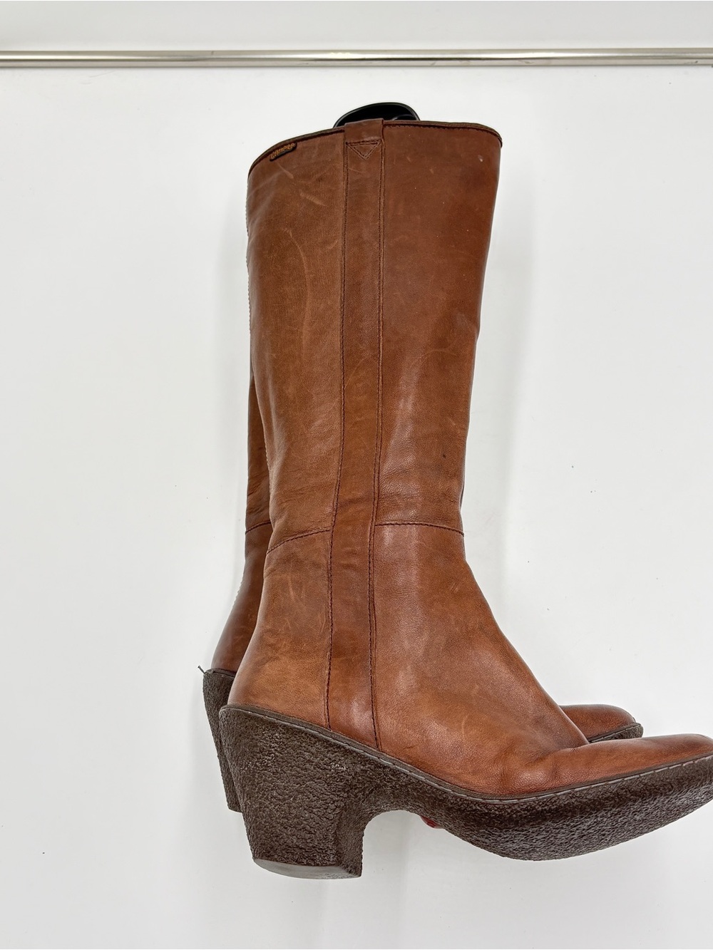 Camper Tall Knee High Riding Boots Brown Leather Heel Hiking Comfort Size 39 8.5